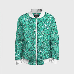 Бомбер детский Нефритовый зелёный текстура крошки крапинки, цвет: 3D-белый