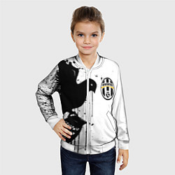 Бомбер детский Ювентус черная птица краски, цвет: 3D-белый — фото 2