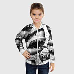 Бомбер детский Белая акула - стая, цвет: 3D-белый — фото 2