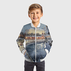 Бомбер детский Новогодние праздники в Москве, цвет: 3D-белый — фото 2