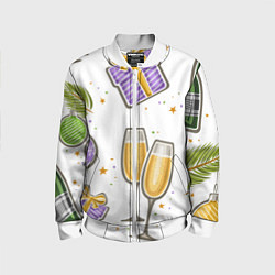 Бомбер детский Новогодний вайб, цвет: 3D-белый