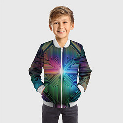 Бомбер детский Линейная графика, цвет: 3D-белый — фото 2