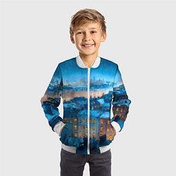 Бомбер детский Крыши зимнего Питера, цвет: 3D-белый — фото 2