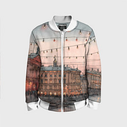 Бомбер детский Новогодний зимний Питер, цвет: 3D-белый