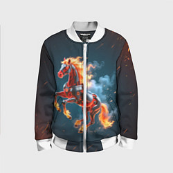 Бомбер детский Огненная лошадь киборг, цвет: 3D-белый