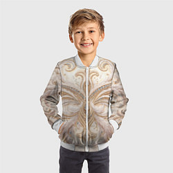 Бомбер детский Перламутровый орнамент с перьями, цвет: 3D-белый — фото 2