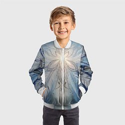 Бомбер детский Ледяной перьевой орнамент со светом, цвет: 3D-белый — фото 2