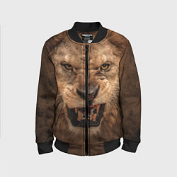 Бомбер детский Взгляд льва, цвет: 3D-черный