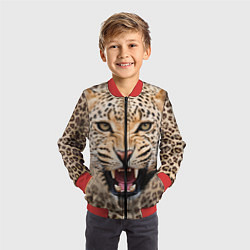 Бомбер детский Взгляд леопарда, цвет: 3D-красный — фото 2