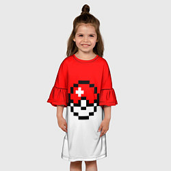 Платье клеш для девочки Покеболл, цвет: 3D-принт — фото 2