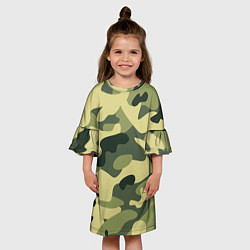 Платье клеш для девочки Камуфляж: зеленый/хаки, цвет: 3D-принт — фото 2