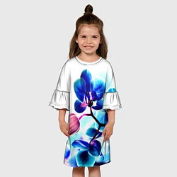 Платье клеш для девочки Фиолетовая орхидея, цвет: 3D-принт — фото 2