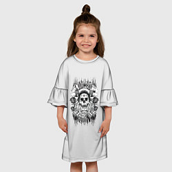 Платье клеш для девочки Череп 41, цвет: 3D-принт — фото 2