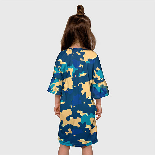 Детское платье Камуфляж: голубой/желтый / 3D-принт – фото 4