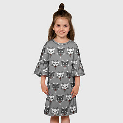 Платье клеш для девочки Злые котики, цвет: 3D-принт — фото 2