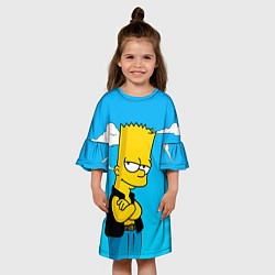 Платье клеш для девочки Задумчивый Барт, цвет: 3D-принт — фото 2