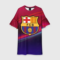 Платье клеш для девочки ФК Барселона, цвет: 3D-принт
