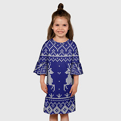 Платье клеш для девочки Узор с оленями, цвет: 3D-принт — фото 2