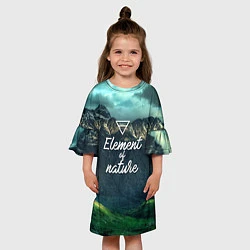 Платье клеш для девочки Стихия земли, цвет: 3D-принт — фото 2