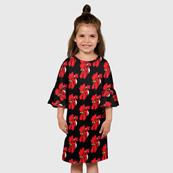Платье клеш для девочки Петухи узор, цвет: 3D-принт — фото 2