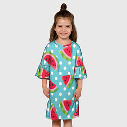 Платье клеш для девочки Арбузный рай, цвет: 3D-принт — фото 2