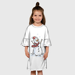 Платье клеш для девочки Снеговик, цвет: 3D-принт — фото 2