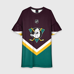 Платье клеш для девочки NHL: Anaheim Ducks, цвет: 3D-принт