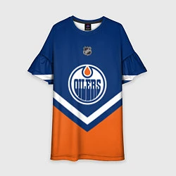 Платье клеш для девочки NHL: Edmonton Oilers, цвет: 3D-принт