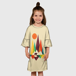 Платье клеш для девочки Медведь в горах, цвет: 3D-принт — фото 2