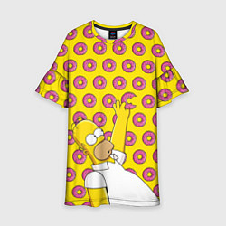 Платье клеш для девочки Пончики Гомера Симпсона, цвет: 3D-принт