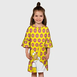 Платье клеш для девочки Пончики Гомера Симпсона, цвет: 3D-принт — фото 2