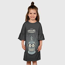 Платье клеш для девочки Bender Blender, цвет: 3D-принт — фото 2
