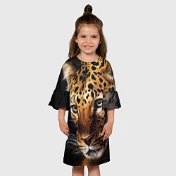 Платье клеш для девочки Глаза леопарда, цвет: 3D-принт — фото 2