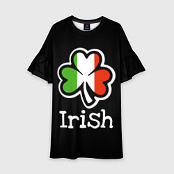 Платье клеш для девочки Irish - tricolor clover, цвет: 3D-принт
