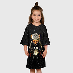 Платье клеш для девочки Лис байкер, цвет: 3D-принт — фото 2