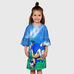 Платье клеш для девочки Sonic Boom, цвет: 3D-принт — фото 2