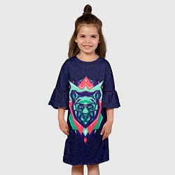 Платье клеш для девочки Hipster Bear, цвет: 3D-принт — фото 2