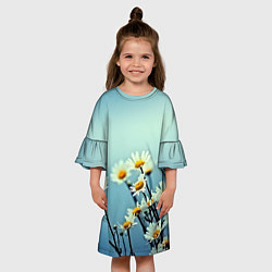 Платье клеш для девочки Ромашки, цвет: 3D-принт — фото 2