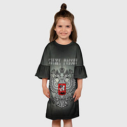 Платье клеш для девочки Служу России: серебряный герб, цвет: 3D-принт — фото 2