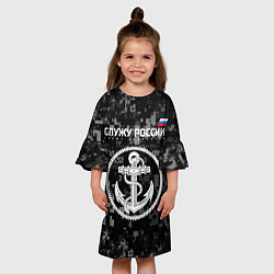Платье клеш для девочки Служу России: ВМФ, цвет: 3D-принт — фото 2
