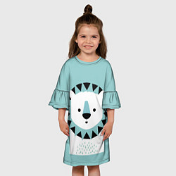 Платье клеш для девочки Лев: минимализм, цвет: 3D-принт — фото 2