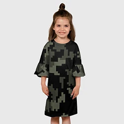 Платье клеш для девочки Камуфляж пиксельный: черный/серый, цвет: 3D-принт — фото 2
