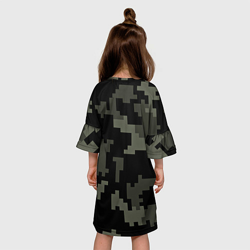 Детское платье Камуфляж пиксельный: черный/серый / 3D-принт – фото 4