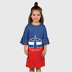 Платье клеш для девочки Флаг космический войск РФ, цвет: 3D-принт — фото 2