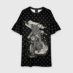 Платье клеш для девочки Медведь мотоциклист, цвет: 3D-принт