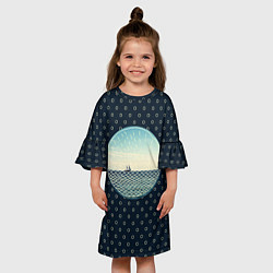 Платье клеш для девочки Морское настроение, цвет: 3D-принт — фото 2