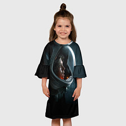 Платье клеш для девочки Девушка космонавт, цвет: 3D-принт — фото 2