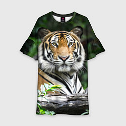 Платье клеш для девочки Тигр в джунглях, цвет: 3D-принт