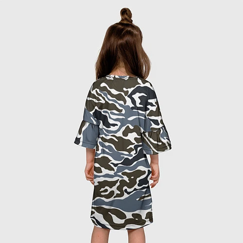 Детское платье Камуфляж зимний: болотный/синий / 3D-принт – фото 4