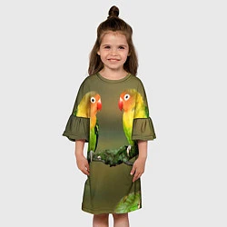 Платье клеш для девочки Два попугая, цвет: 3D-принт — фото 2
